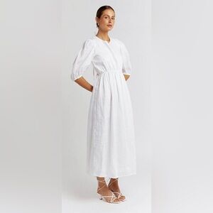 Dissh Dress Claudia white Linen Maxi Long Open Back dress